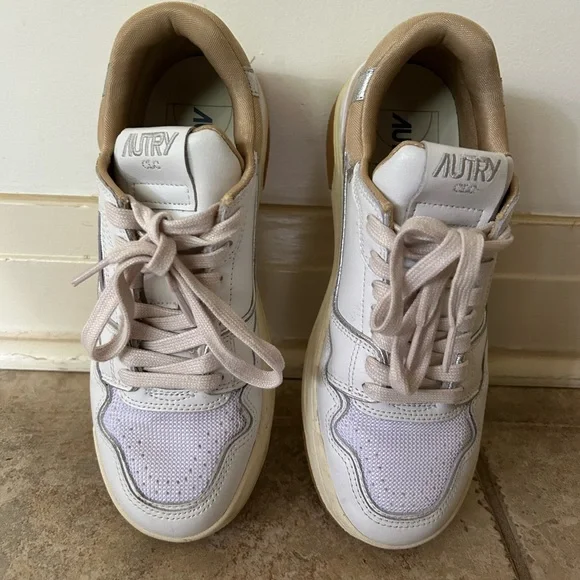 Autry White and Tan Sneakers - Picture 2 of 5